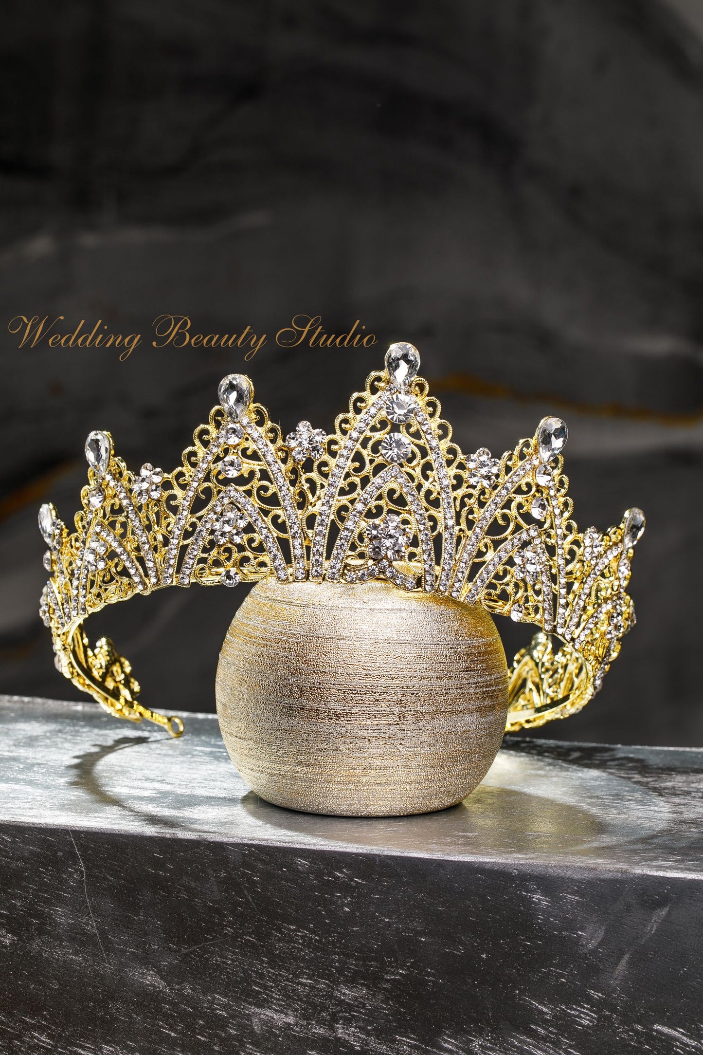 gold crystal tiara